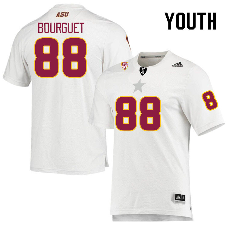 Youth #88 Coben Bourguet Arizona State Sun Devils College Football Jerseys Stitched Sale-White - Click Image to Close